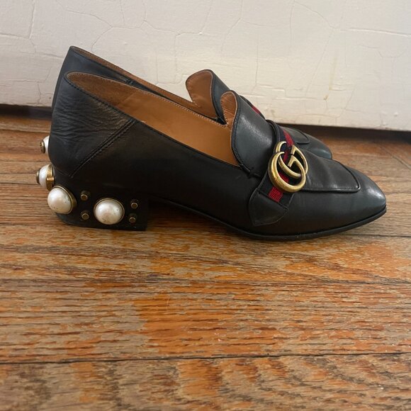 Gucci Peyton Leather Flats with pearl heels size 39 - Picture 7 of 8